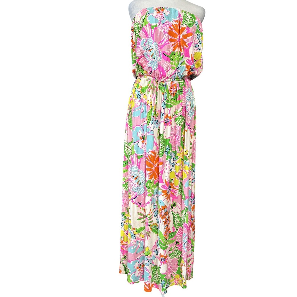 Lilly Pulitzer Target Floral Strapless Maxi Dress XXL Multicolor Jersey 25109033